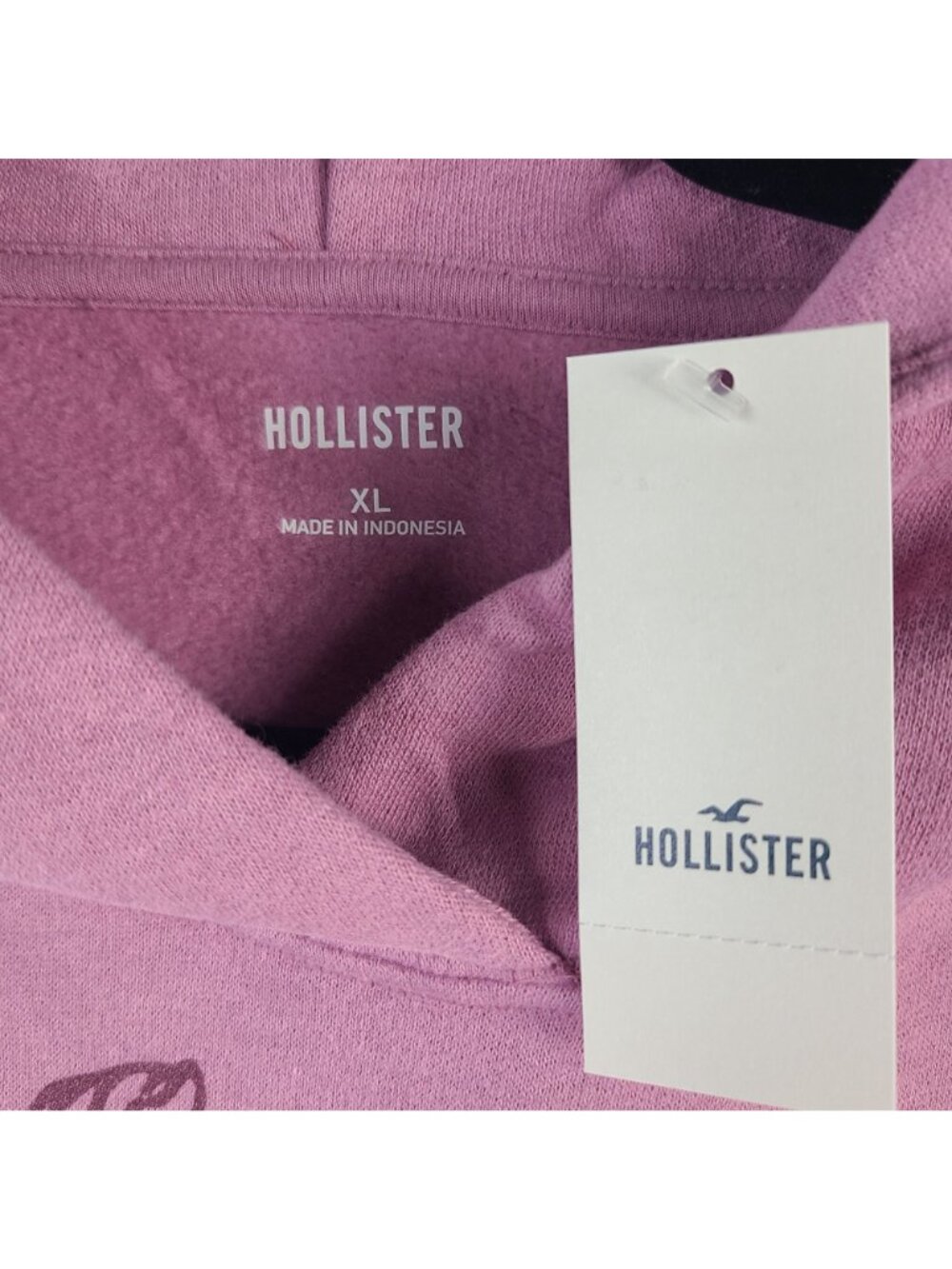 NEW Hollister Women's XL Mauve Hoodie Rose Graphic Design Kangaroo Pocket - Picture 2 of 8